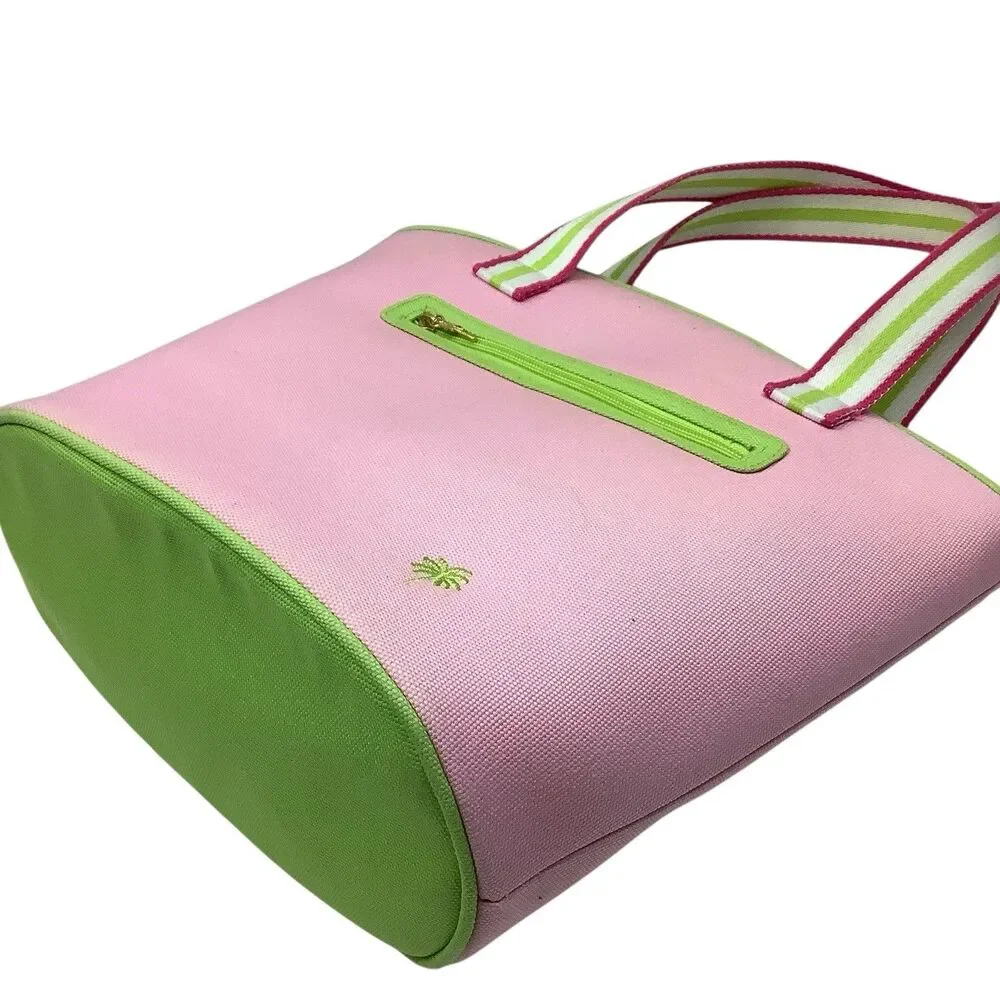 Vintage Lilly Pulitzer Pink Green Beach Tennis Handbag Tote Shoulder Bag Purse
